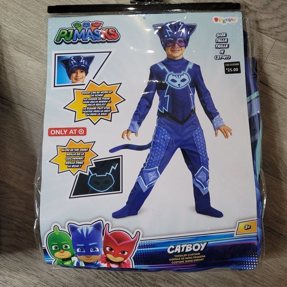 PJ Masks NWT Catboy Classic Halloween Costume Jumpsuit with Headpiece 3-4T - Picture 4 of 7